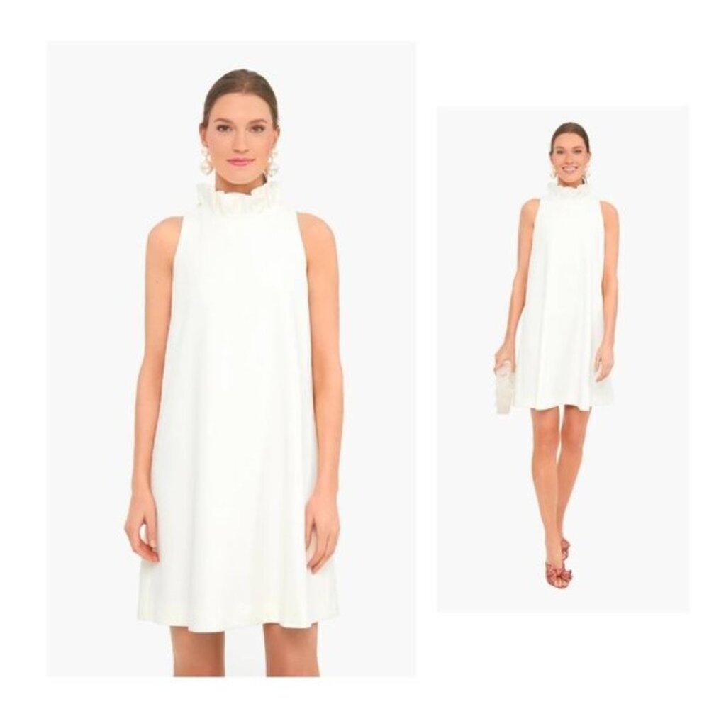 Tuckernuck Blythe White Ruffle Collar Mini Dress Bridal Shower Size M NWT - Picture 2 of 12
